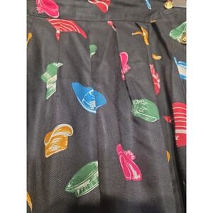 Vintage British Khaki by Robert Lighon Pleated Midi Skirt 12 Black Multicolor...